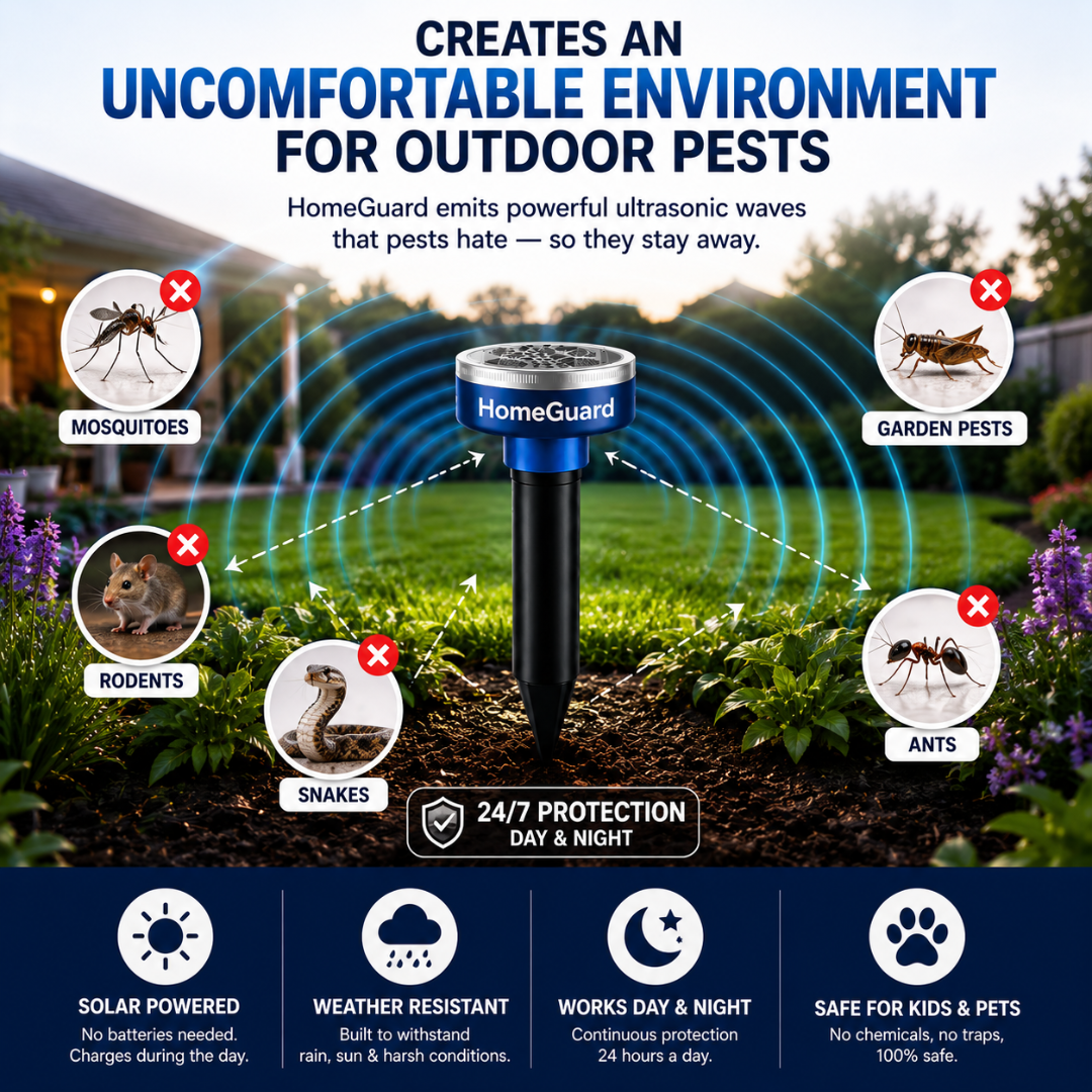 HomeGuard™ Solar Outdoor Ultrasonic Pest Repeller