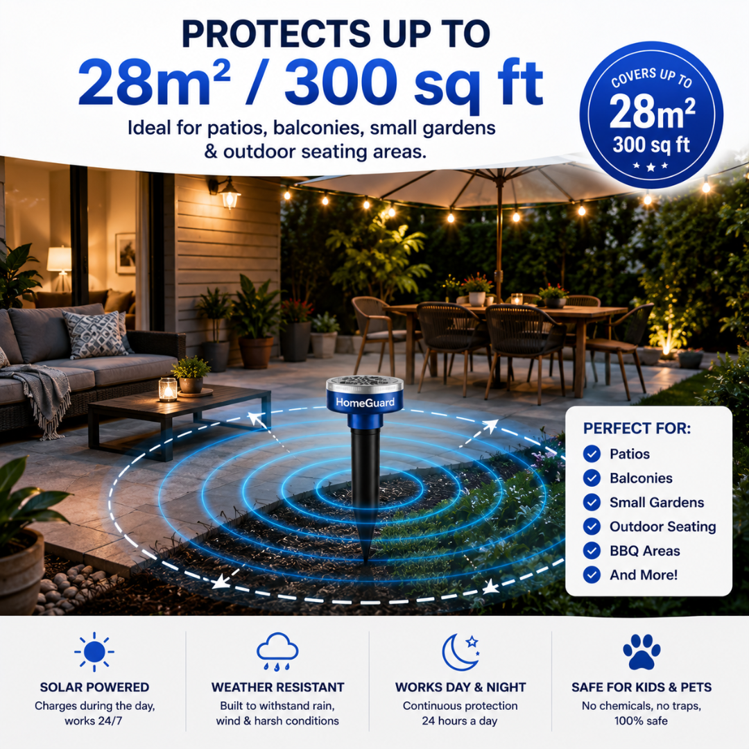 HomeGuard™ Solar Outdoor Ultrasonic Pest Repeller