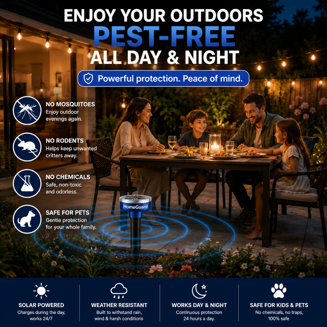 HomeGuard™ Solar Outdoor Ultrasonic Pest Repeller