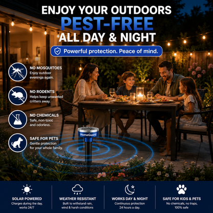 HomeGuard™ Solar Outdoor Ultrasonic Pest Repeller